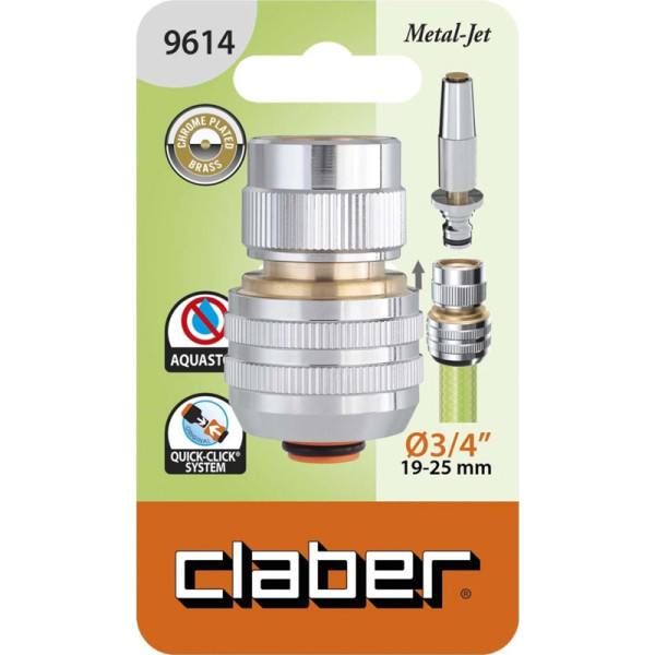 Конектор для шлангів 3/4" Claber Metal-Jet 9614 з аквастопом