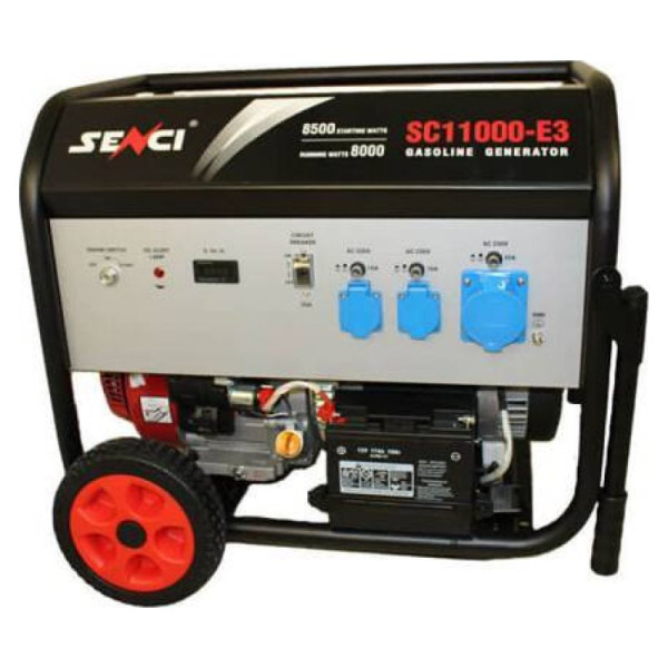 Бензиновий генератор Senci SC11000-E3 на колесах з 25 літровим баком
