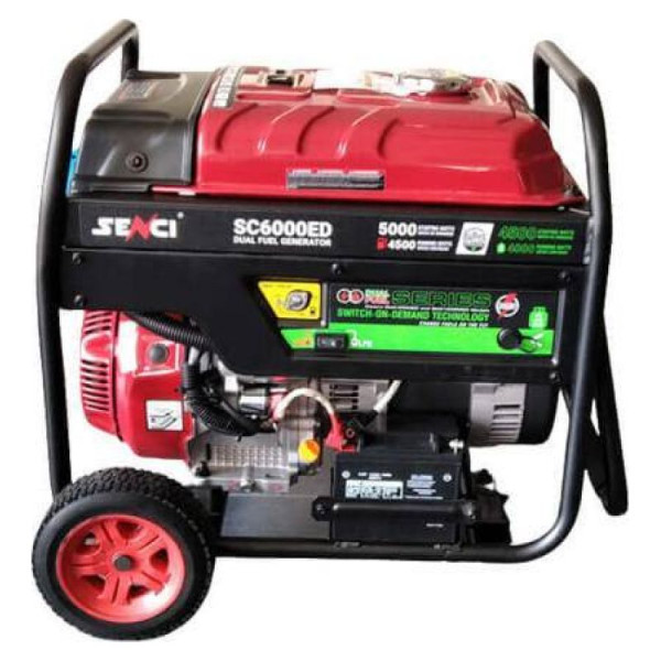 Двопаливний генератор Senci SC6000ED (газ, бензин) на колесах