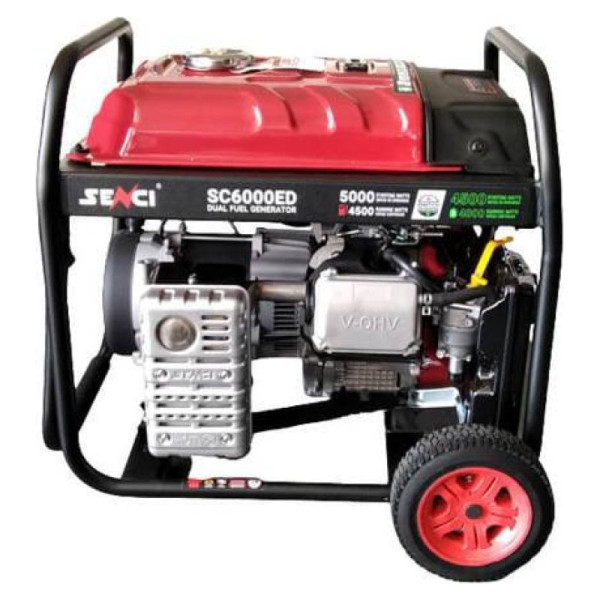 Двопаливний генератор Senci SC6000ED (газ, бензин) на колесах