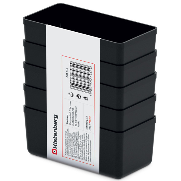 Набір Kistenberg Unite Box. 5,5x11x5,5 см - 5 шт чорних лотків