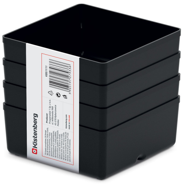 Набір Kistenberg Unite Box. 11x11x5,5 см - 4 шт чорних лотків