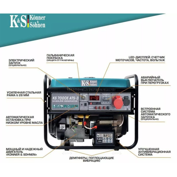Бензиновий Генератор Könner & Söhnen KS 7000E-3 ATS